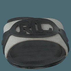 Lauren Ralph Lauren Alegra Canvas-Leather Slide Sandal Natural / Black