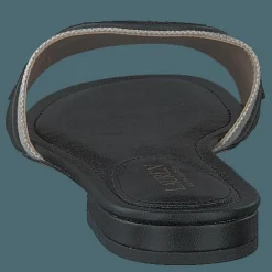 Lauren Ralph Lauren Alegra Canvas-Leather Slide Sandal Natural / Black