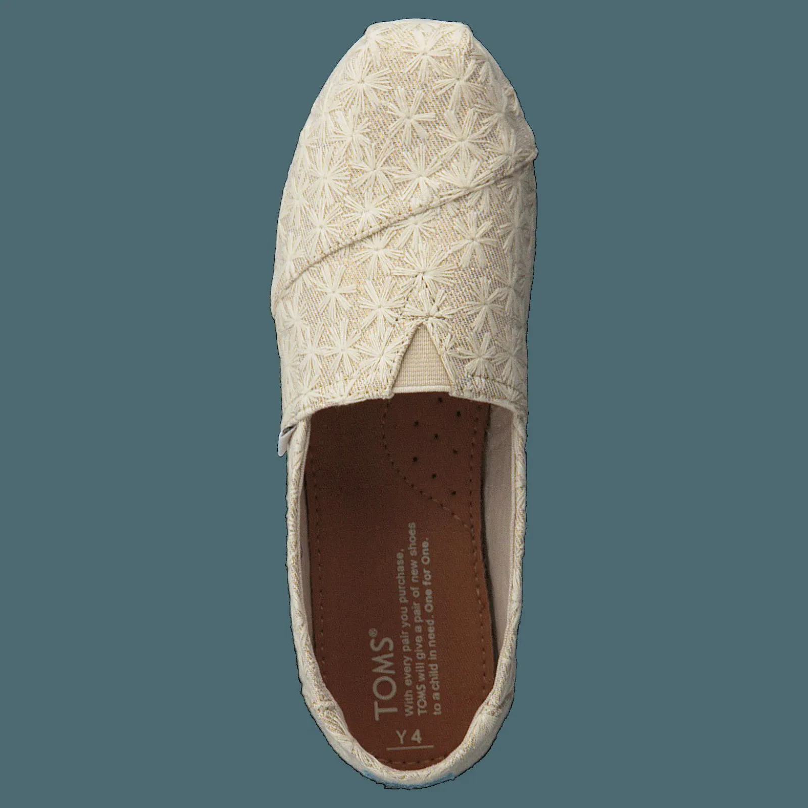 Barn Toms Alpargata Youth Natural Daisy Metallic