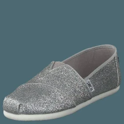 Barn Toms Alpargata Youth Silver Iridescent Glimmer