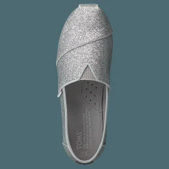 Barn Toms Alpargata Youth Silver Iridescent Glimmer