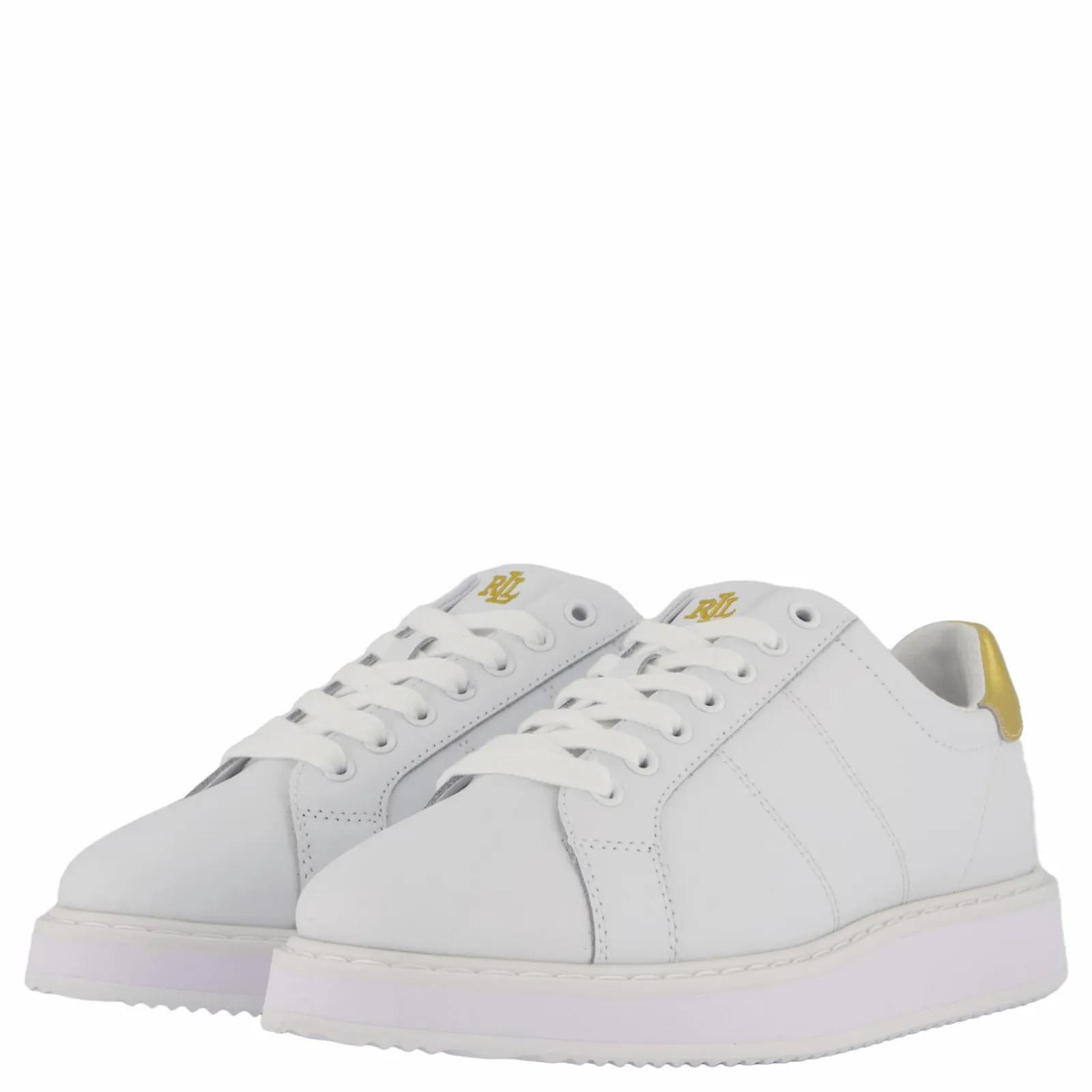 Lauren Ralph Lauren Angeline IV Action Leather Sneaker RL White / RL Gold