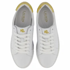Lauren Ralph Lauren Angeline IV Action Leather Sneaker RL White / RL Gold