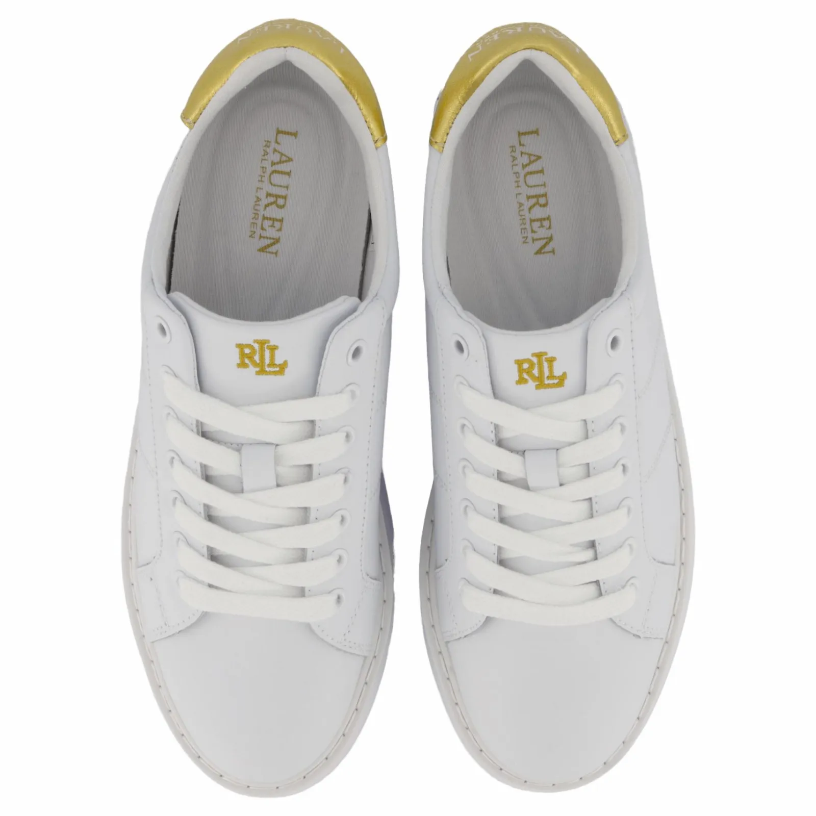 Lauren Ralph Lauren Angeline IV Action Leather Sneaker RL White / RL Gold