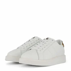 Lauren Ralph Lauren Angeline IV Leather & Haircalf Trainer Snow White/Chestnut Brown