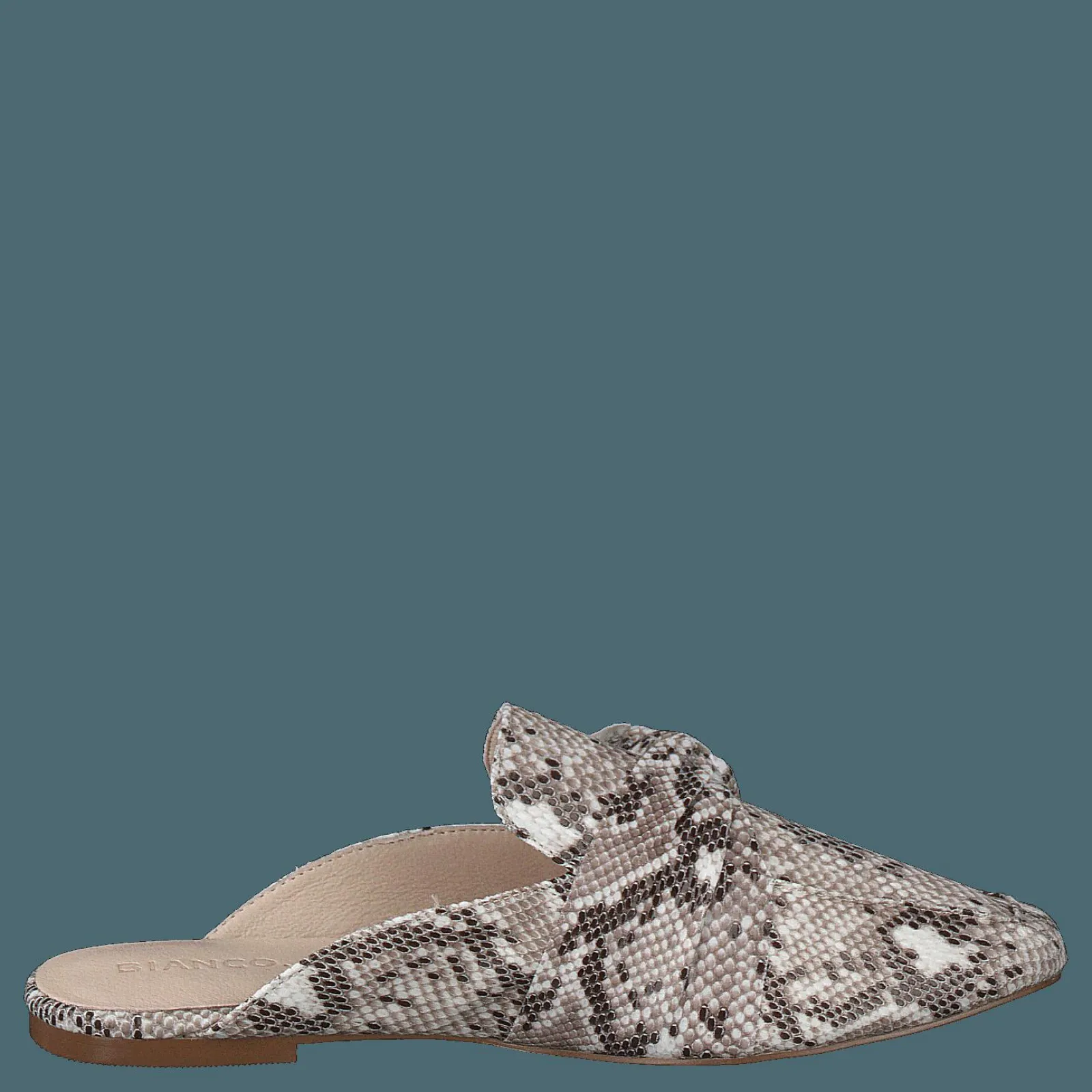 Bianco Birke Assymetric Bow Mule 610 - Snake