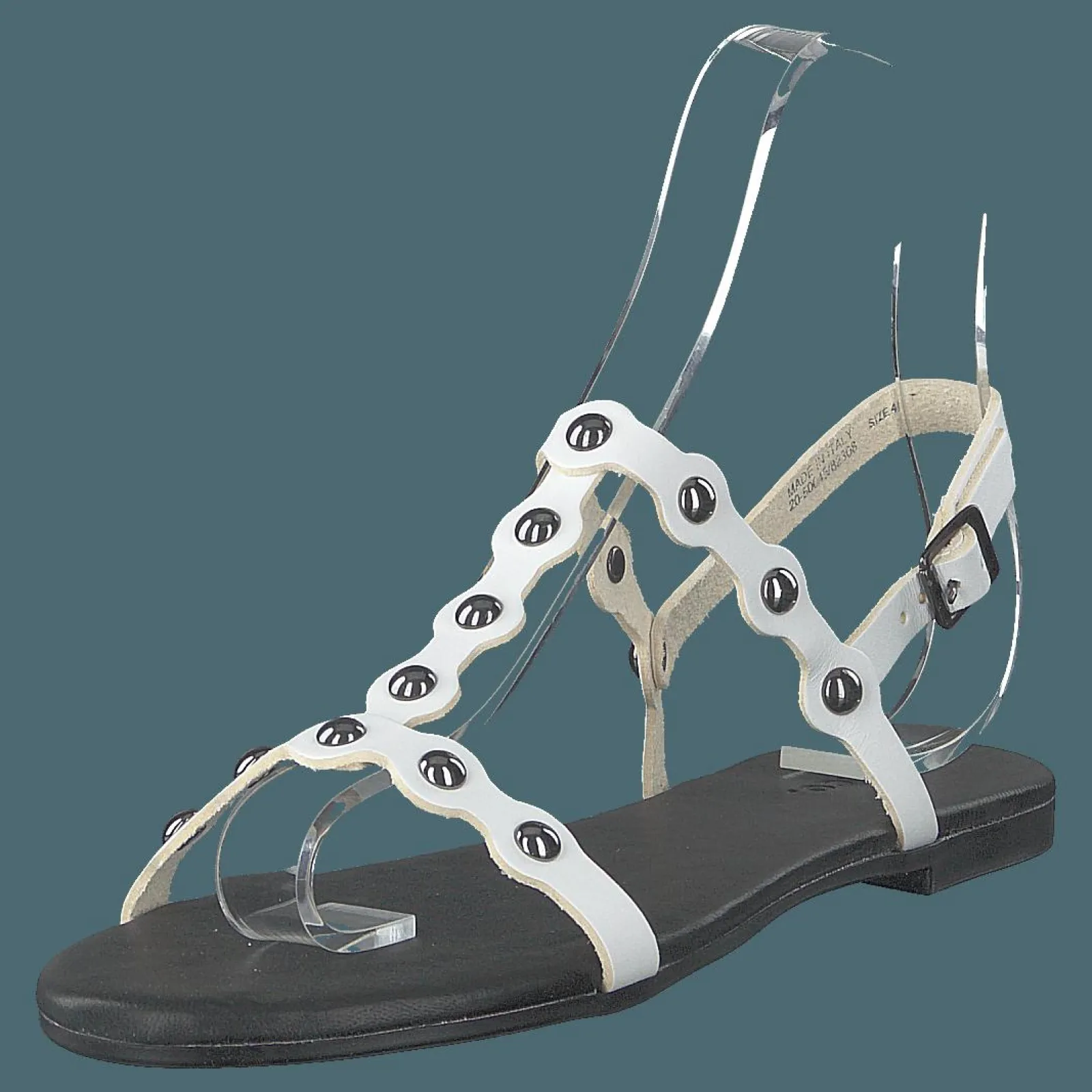 Bianco Bitt Leather Studs Sandal 800 - White