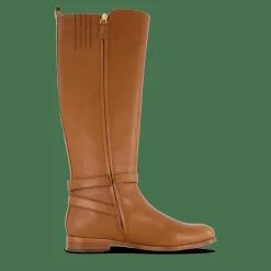 Lauren Ralph Lauren Blayke Burnished Leather Tall Boot Deep Saddle Tan