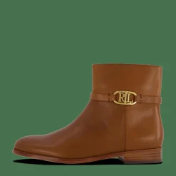 Lauren Ralph Lauren Briela Burnished Leather Bootie Deep Saddle Tan