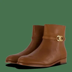 Lauren Ralph Lauren Briela Burnished Leather Bootie Deep Saddle Tan