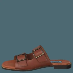 A Pair Buckles Square Flat Cognac