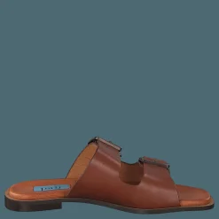 A Pair Buckles Square Flat Cognac