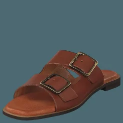 A Pair Buckles Square Flat Cognac