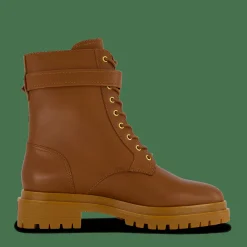 Lauren Ralph Lauren Cammie Burnished Leather Boot Deep Saddle Tan