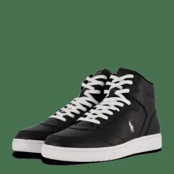 Polo Ralph Lauren Court Leather High-Top Sneaker Black / White PP