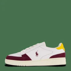 Polo Ralph Lauren Court Leather-Suede Sneaker White / Wine / Gold