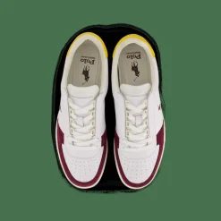 Polo Ralph Lauren Court Leather-Suede Sneaker White / Wine / Gold