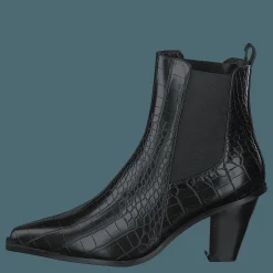 NA-KD Croc Pointy Block Heel Black