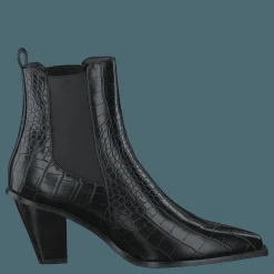 NA-KD Croc Pointy Block Heel Black