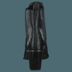 NA-KD Croc Pointy Block Heel Black