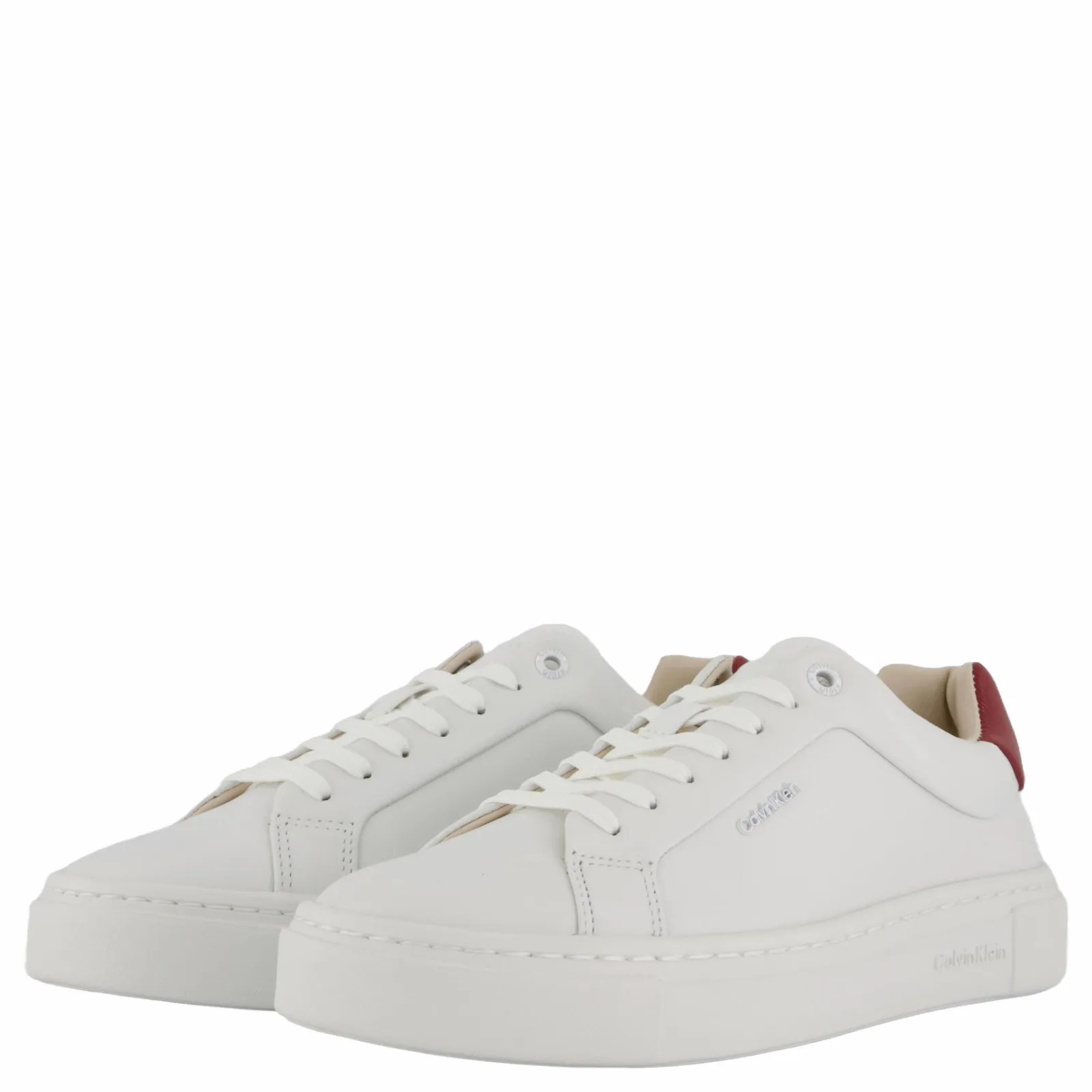 Calvin Klein Cupsole Lace Up W/ml Lth Bright White/winery