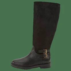 Lauren Ralph Lauren Emelie Leather & Suede Riding Boot Black/Black
