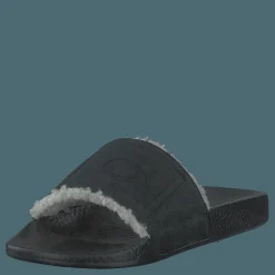 Polo Ralph Lauren Faux-Shearling–Lined Suede Slide Black