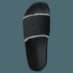 Polo Ralph Lauren Faux-Shearling–Lined Suede Slide Black