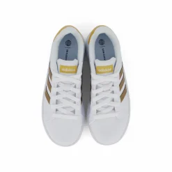 Barn adidas Grand Court Sustainable Lace Shoes Cloud White / Cloud White / Matte Gold