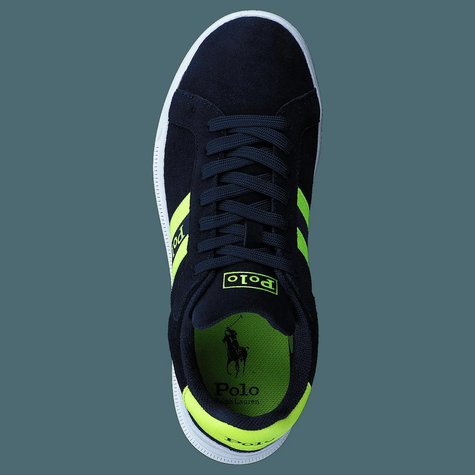 Polo Ralph Lauren Heritage Court II Suede Sneaker Hunter Navy/Safety Yellow Polo