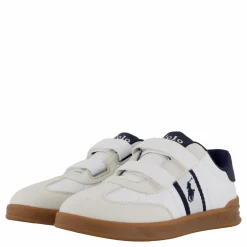 Barn Ralph Lauren Junior Heritage Court Iii Ez T-toe C-white Smooth/grey Micro/navy
