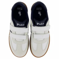 Barn Ralph Lauren Junior Heritage Court Iii Ez T-toe C-white Smooth/grey Micro/navy