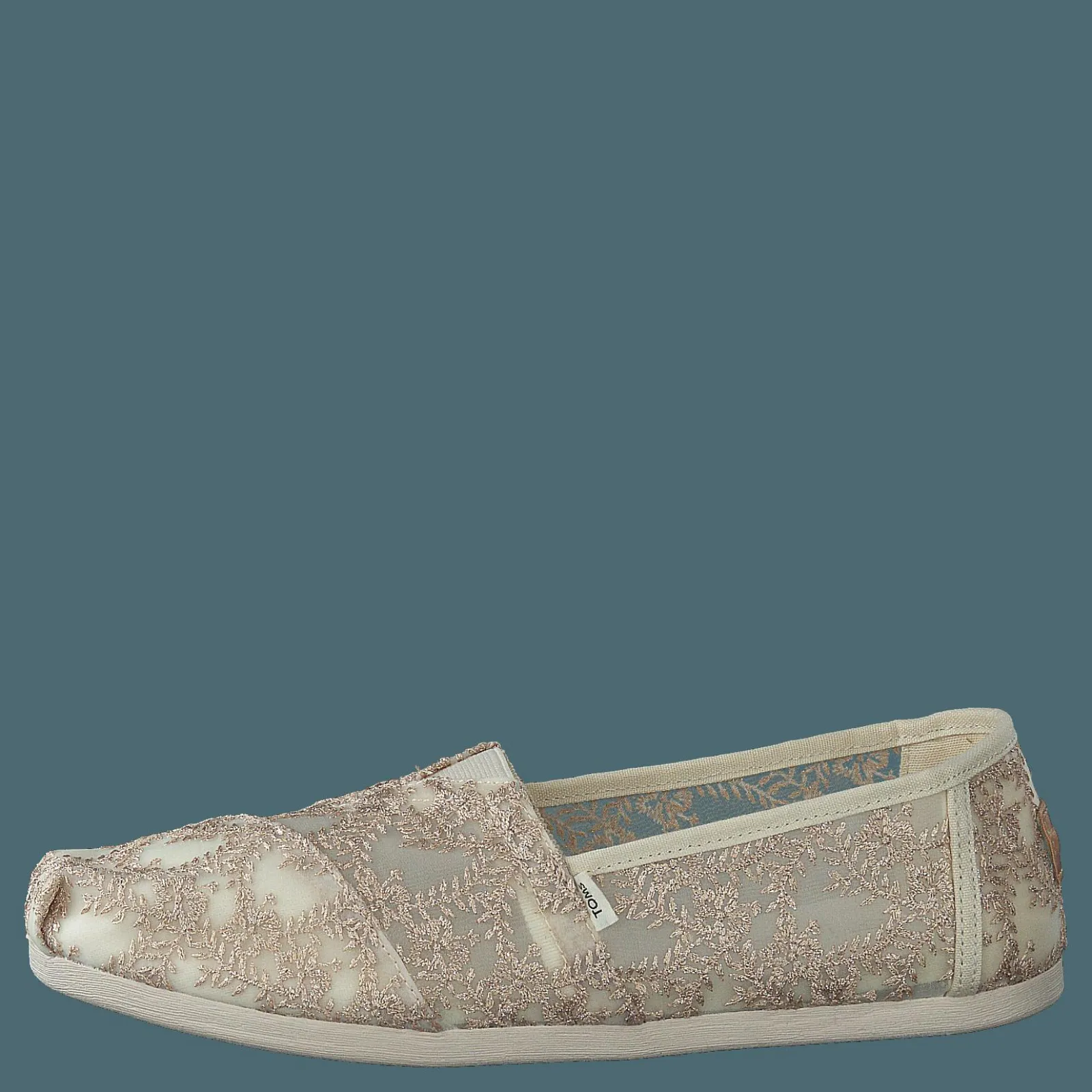 Toms Hibiscus Floral Lace Alprg Natural Metallic