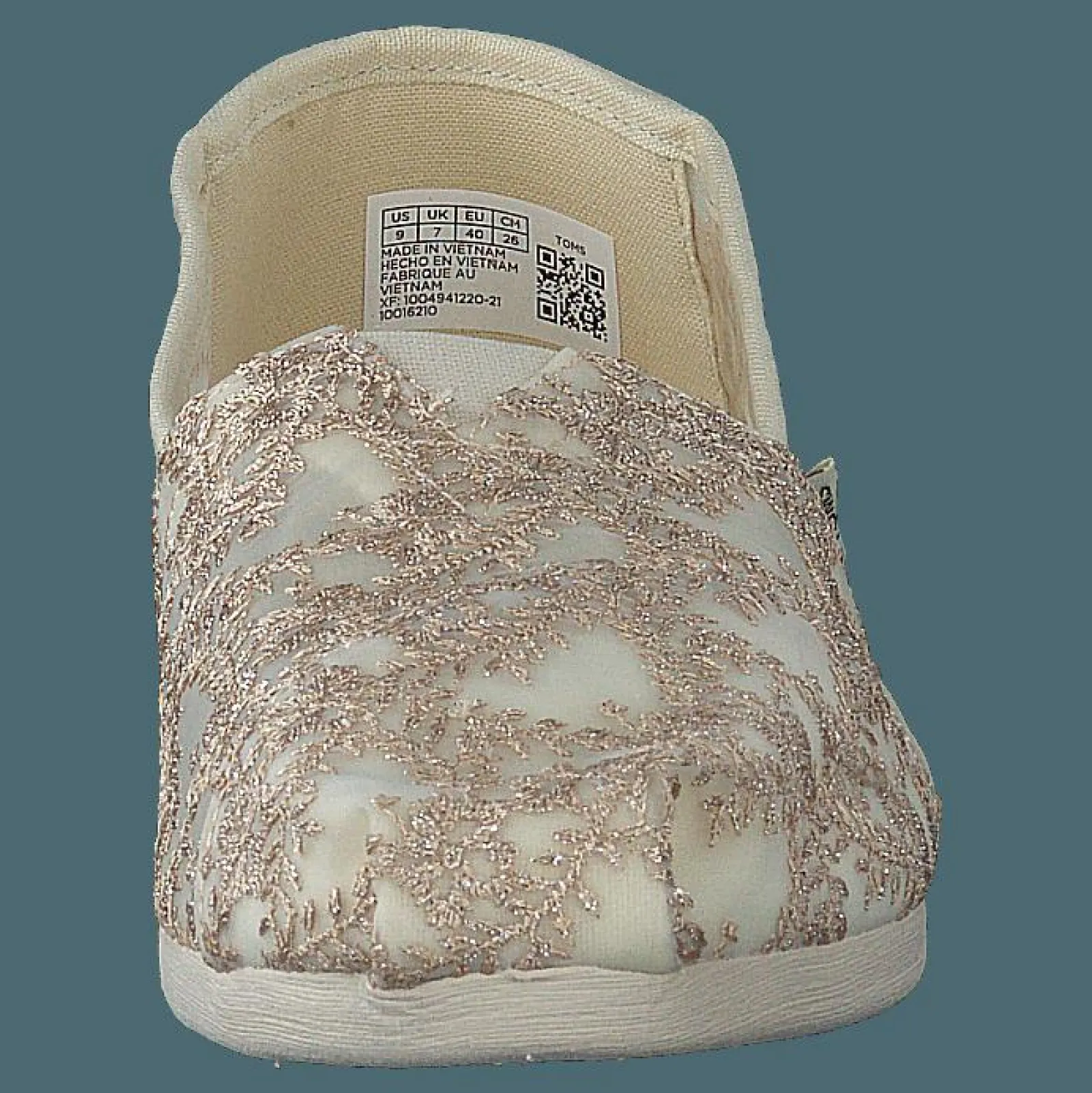 Toms Hibiscus Floral Lace Alprg Natural Metallic