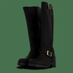 Johnny Bulls High Boot Double Zip Black / Shiny Gold