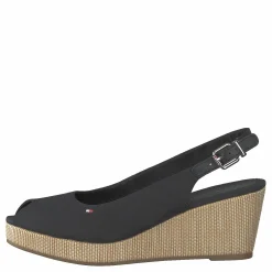 Tommy Hilfiger Iconic Elba Sling Back Wedge Black Bds