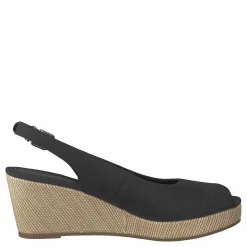 Tommy Hilfiger Iconic Elba Sling Back Wedge Black Bds