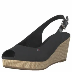 Tommy Hilfiger Iconic Elba Sling Back Wedge Black Bds