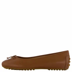 Lauren Ralph Lauren Jayna Nappa Leather Driver Flat Deep Saddle Tan