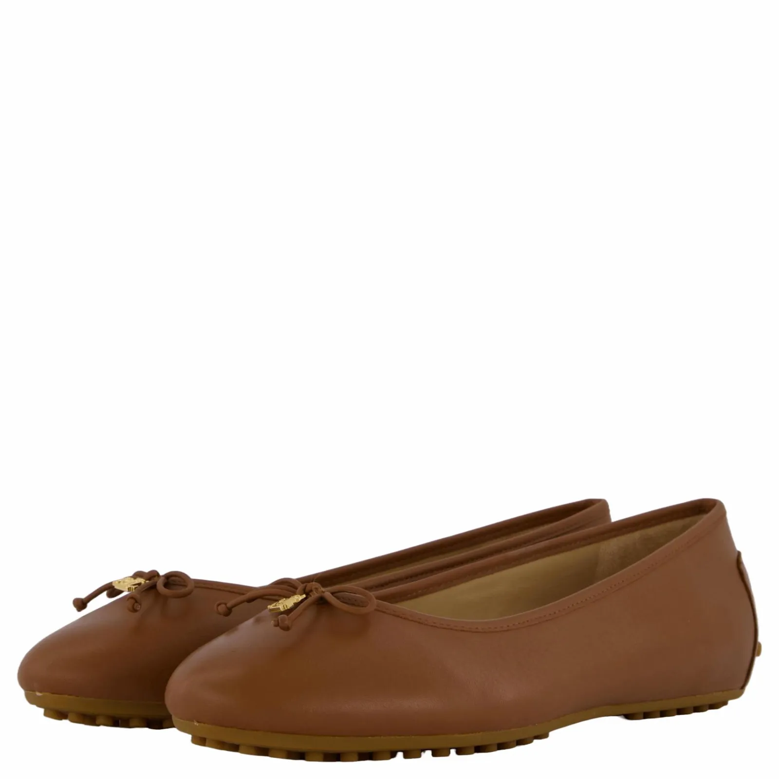 Lauren Ralph Lauren Jayna Nappa Leather Driver Flat Deep Saddle Tan