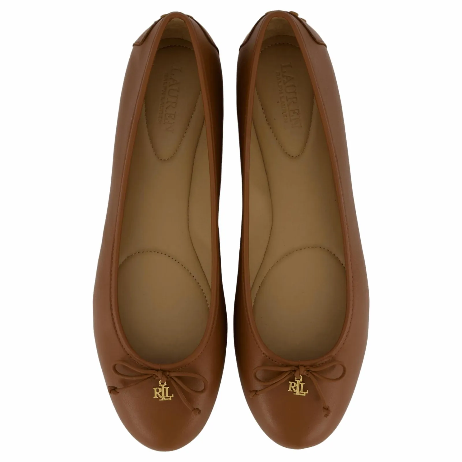 Lauren Ralph Lauren Jayna Nappa Leather Driver Flat Deep Saddle Tan