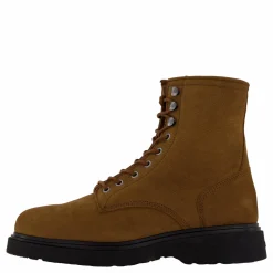 Calvin Klein Lace Up Boot W/ Zip Suede Snuff Brown