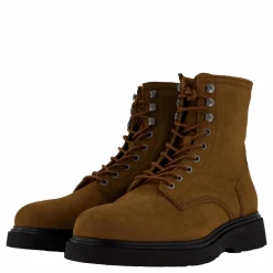 Calvin Klein Lace Up Boot W/ Zip Suede Snuff Brown