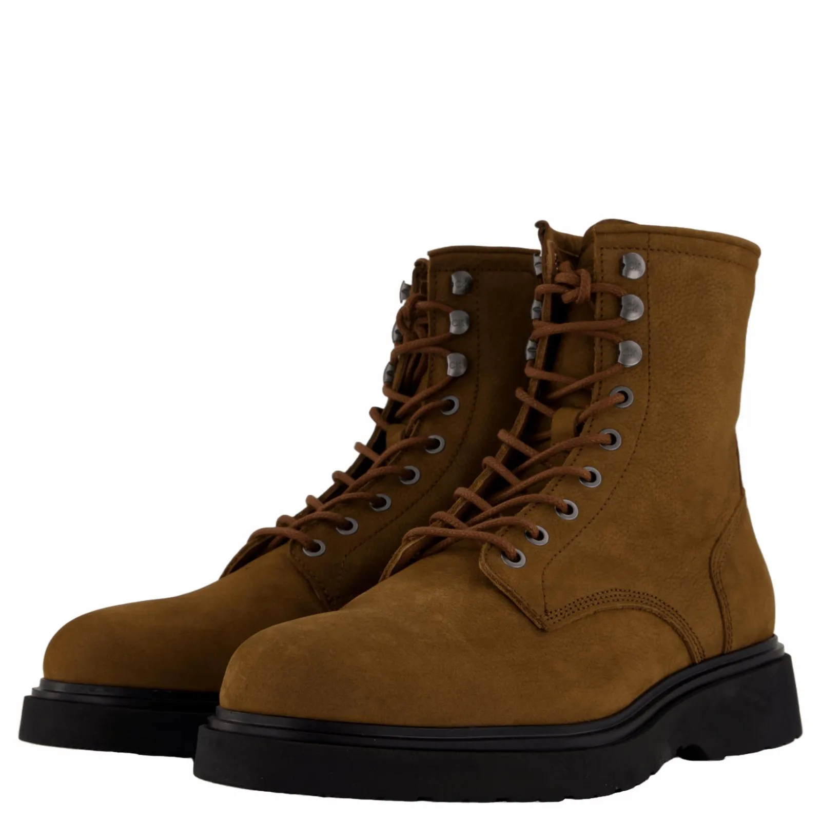 Calvin Klein Lace Up Boot W/ Zip Suede Snuff Brown