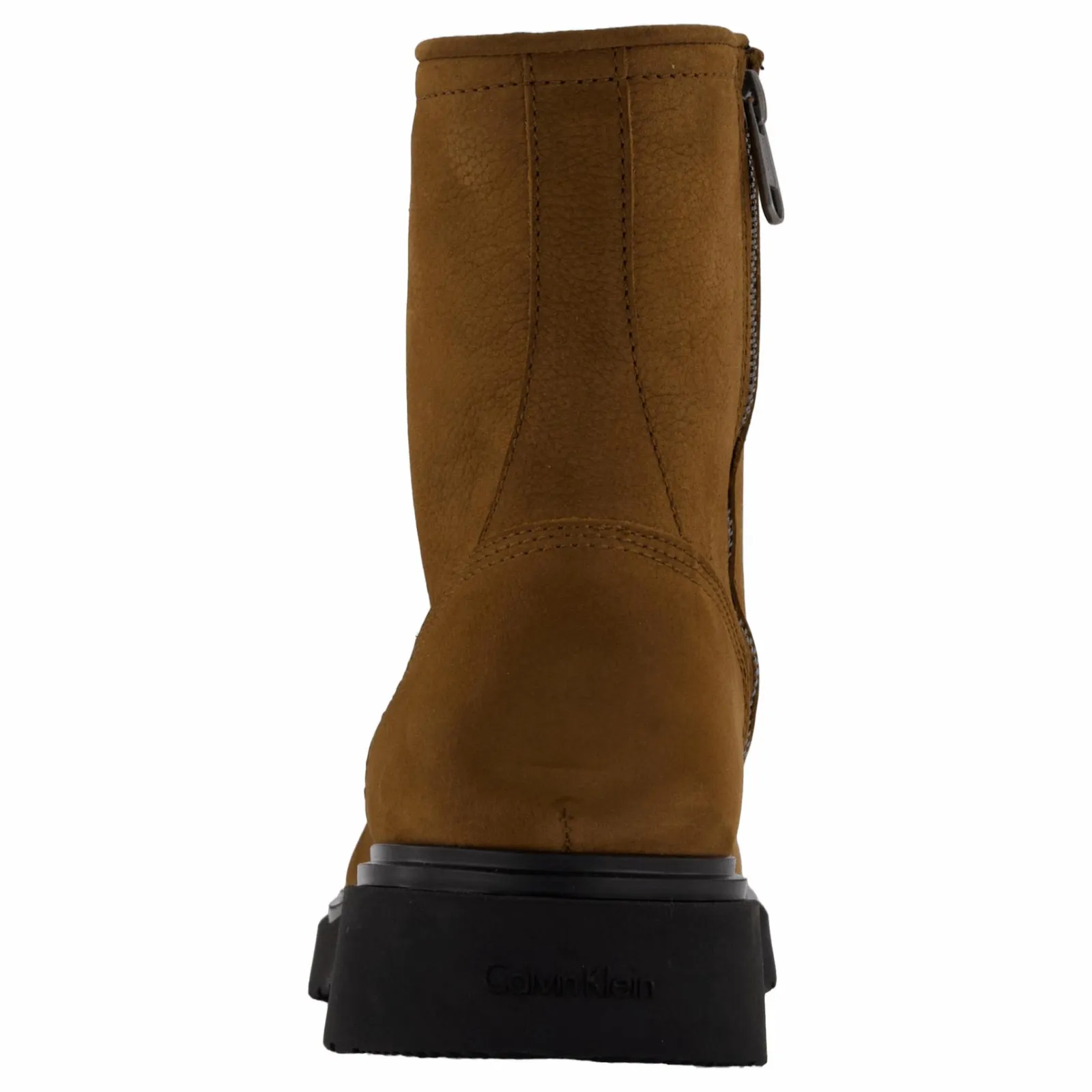Calvin Klein Lace Up Boot W/ Zip Suede Snuff Brown