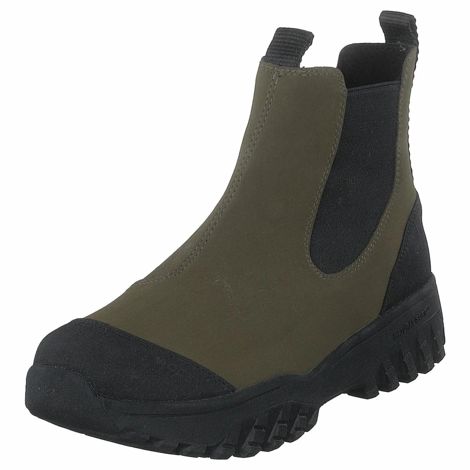 Woden Magda Rubber Track Boot Dark Olive/black
