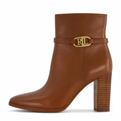 Lauren Ralph Lauren Maxie Burnished Leather Bootie Deep Saddle Tan