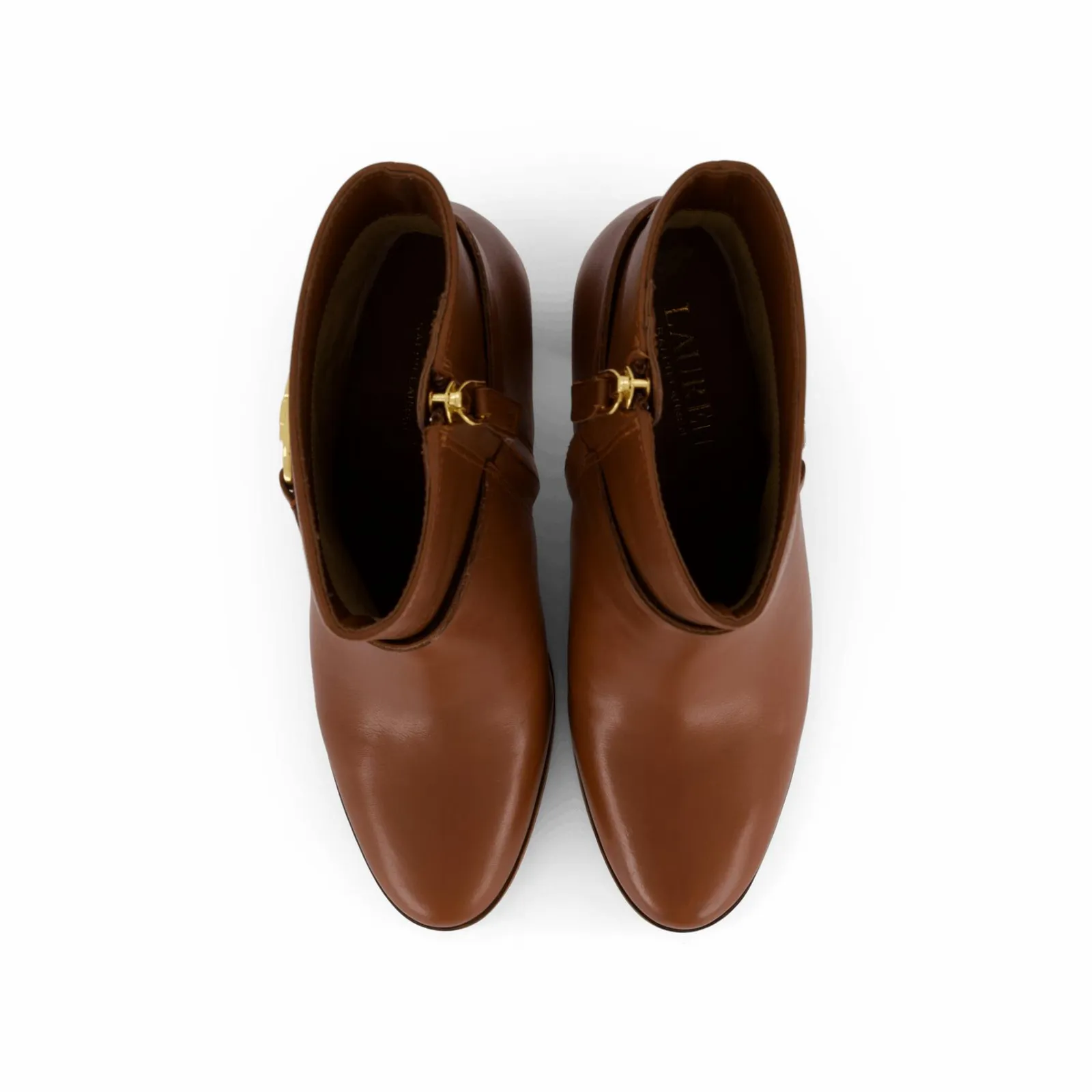 Lauren Ralph Lauren Maxie Burnished Leather Bootie Deep Saddle Tan