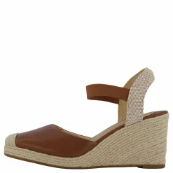 Lauren Ralph Lauren Pearle II Leather & Canvas Espadrille Deep Saddle Tan / Neutral / Deep Saddle Tan