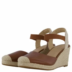 Lauren Ralph Lauren Pearle II Leather & Canvas Espadrille Deep Saddle Tan / Neutral / Deep Saddle Tan